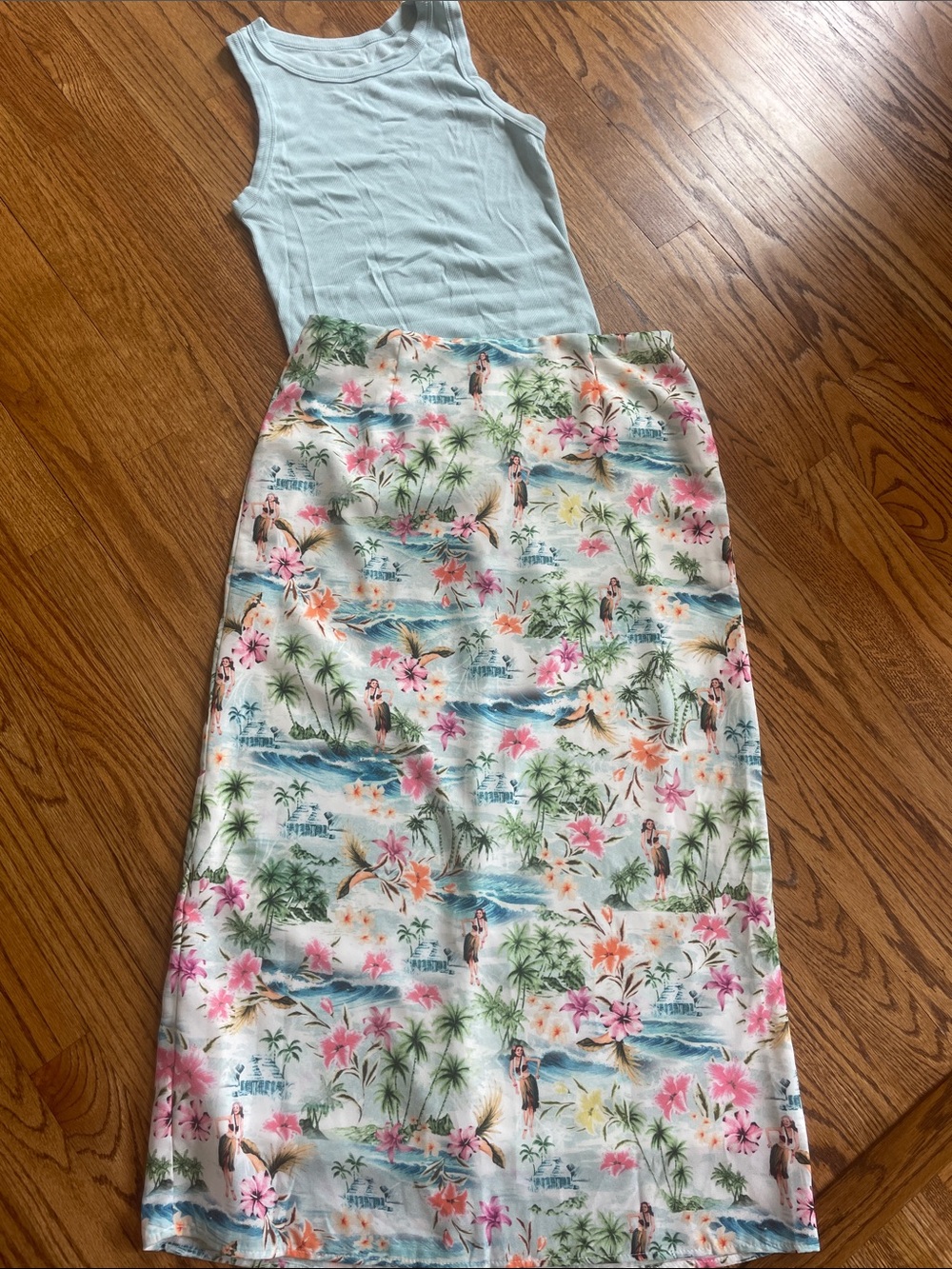 Urban Outfitters Tropical Floral Midi Skirt - White/Pastel - Picture 4 of 7